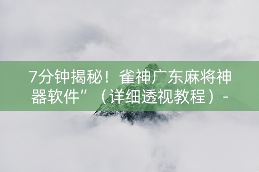 7分钟揭秘！雀神广东麻将神器软件”（详细透视教程）-哔哩哔哩