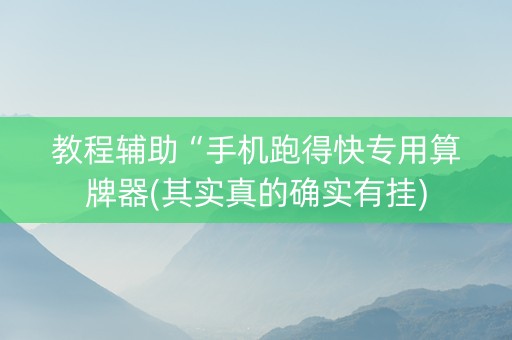 教程辅助“手机跑得快专用算牌器(其实真的确实有挂)