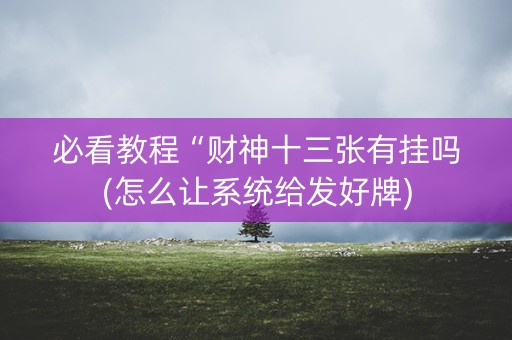 必看教程“财神十三张有挂吗(怎么让系统给发好牌)