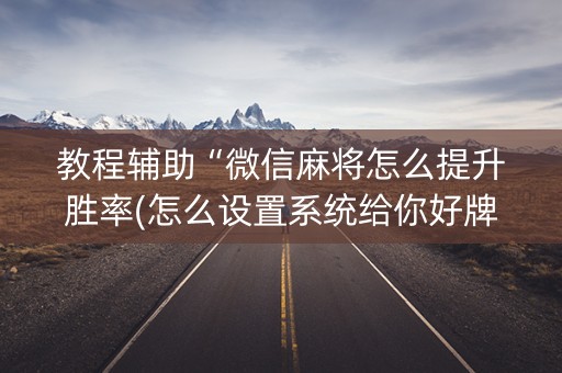 教程辅助“微信麻将怎么提升胜率(怎么设置系统给你好牌)