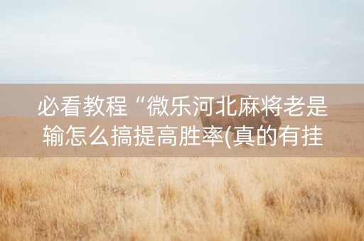 必看教程“微乐河北麻将老是输怎么搞提高胜率(真的有挂确实有挂)