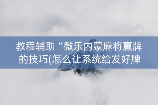 教程辅助“微乐内蒙麻将赢牌的技巧(怎么让系统给发好牌)