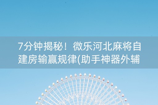 7分钟揭秘！微乐河北麻将自建房输赢规律(助手神器外辅工具)