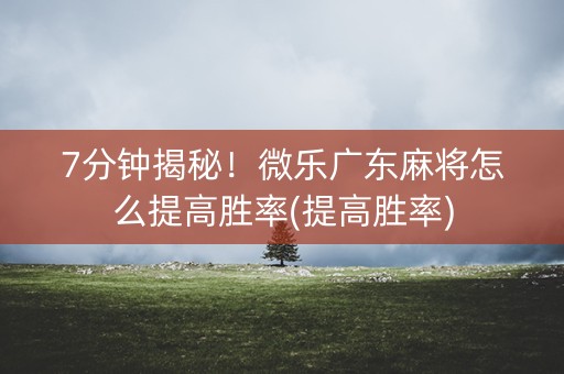 7分钟揭秘！微乐广东麻将怎么提高胜率(提高胜率)