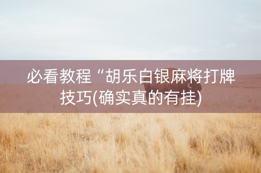 必看教程“胡乐白银麻将打牌技巧(确实真的有挂)