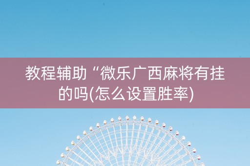 教程辅助“微乐广西麻将有挂的吗(怎么设置胜率)