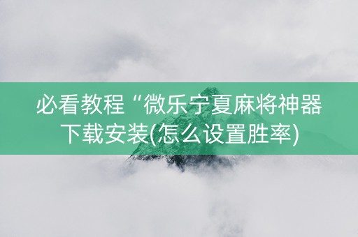 必看教程“微乐宁夏麻将神器下载安装(怎么设置胜率)