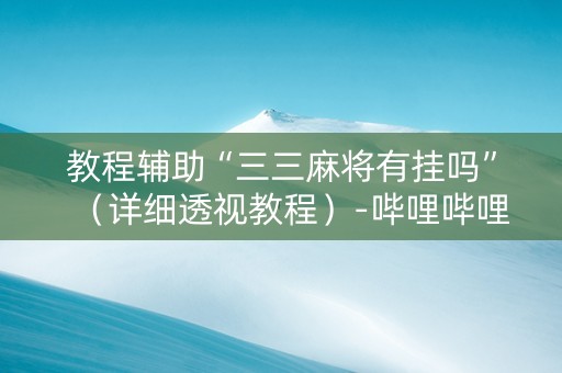教程辅助“三三麻将有挂吗”（详细透视教程）-哔哩哔哩