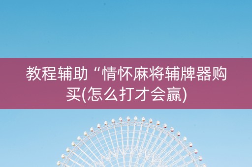 教程辅助“情怀麻将辅牌器购买(怎么打才会赢)