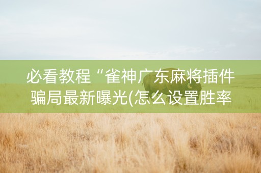 必看教程“雀神广东麻将插件骗局最新曝光(怎么设置胜率)