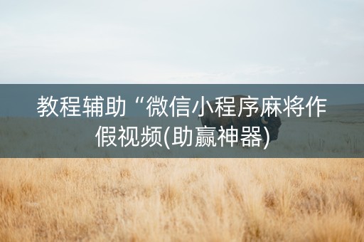 教程辅助“微信小程序麻将作假视频(助赢神器)