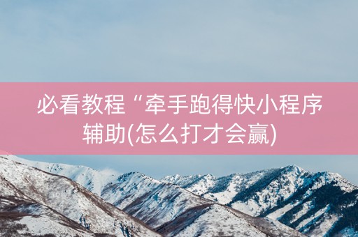 必看教程“牵手跑得快小程序辅助(怎么打才会赢)