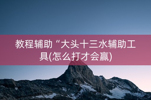 教程辅助“大头十三水辅助工具(怎么打才会赢)