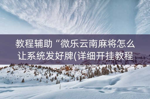 教程辅助“微乐云南麻将怎么让系统发好牌(详细开挂教程)
