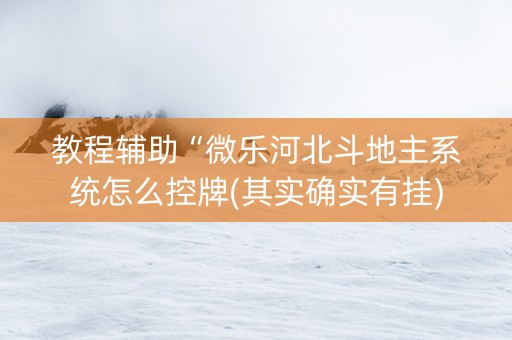 教程辅助“微乐河北斗地主系统怎么控牌(其实确实有挂)