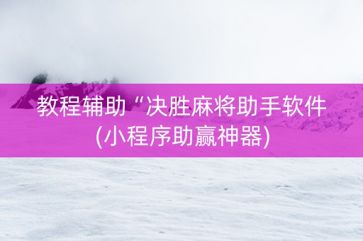 教程辅助“决胜麻将助手软件(小程序助赢神器)