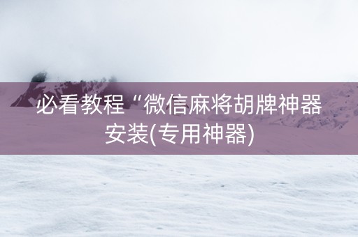 必看教程“微信麻将胡牌神器安装(专用神器)