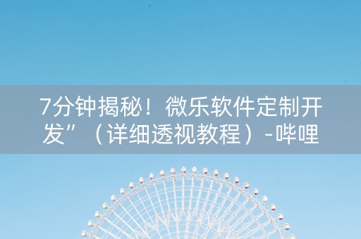 7分钟揭秘！微乐软件定制开发”（详细透视教程）-哔哩哔哩