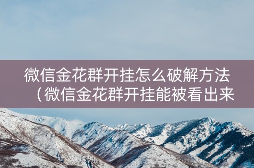 微信金花群开挂怎么破解方法（微信金花群开挂能被看出来吗）
