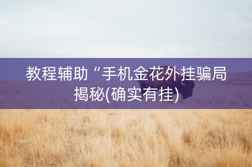 教程辅助“手机金花外挂骗局揭秘(确实有挂)