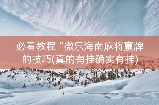 必看教程“微乐海南麻将赢牌的技巧(真的有挂确实有挂)
