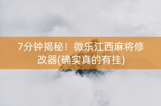 7分钟揭秘！微乐江西麻将修改器(确实真的有挂)