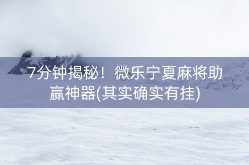 7分钟揭秘！微乐宁夏麻将助赢神器(其实确实有挂)