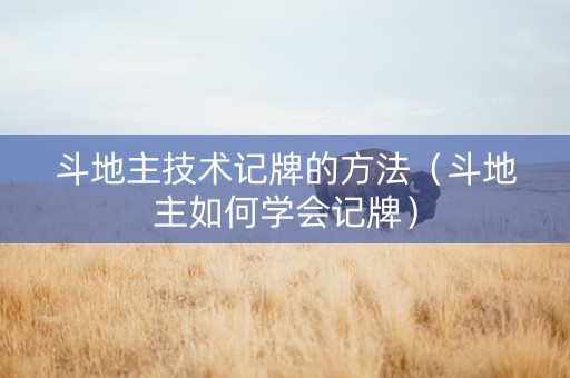 斗地主技术记牌的方法（斗地主如何学会记牌）