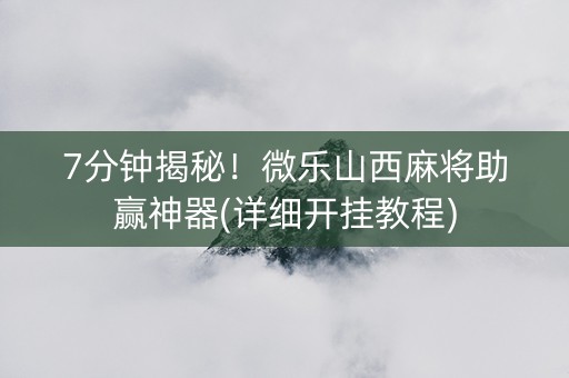 7分钟揭秘！微乐山西麻将助赢神器(详细开挂教程)