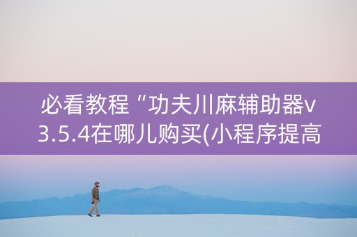 必看教程“功夫川麻辅助器v3.5.4在哪儿购买(小程序提高胜率)
