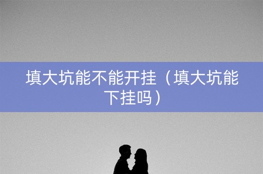 填大坑能不能开挂（填大坑能下挂吗）