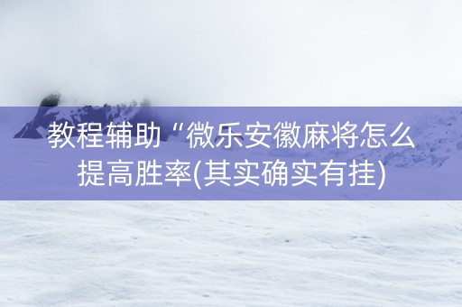 教程辅助“微乐安徽麻将怎么提高胜率(其实确实有挂)
