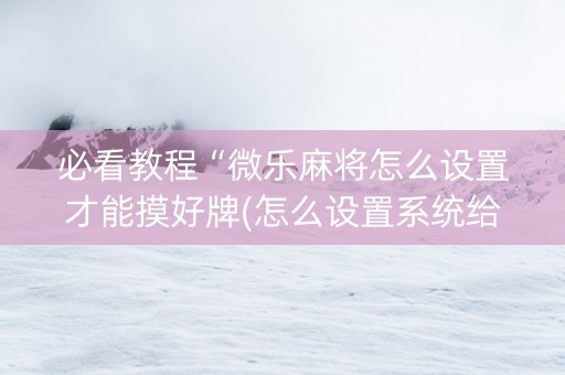 必看教程“微乐麻将怎么设置才能摸好牌(怎么设置系统给你好牌)