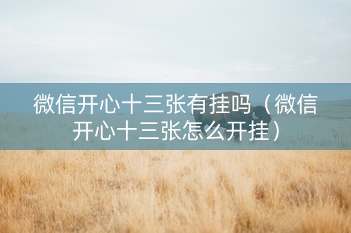 微信开心十三张有挂吗（微信开心十三张怎么开挂）