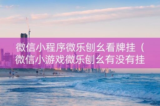 微信小程序微乐刨幺看牌挂（微信小游戏微乐刨幺有没有挂）