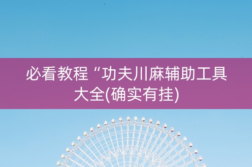 必看教程“功夫川麻辅助工具大全(确实有挂)
