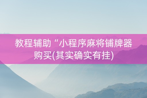 教程辅助“小程序麻将铺牌器购买(其实确实有挂)