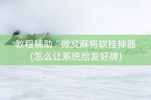 教程辅助“微友麻将软挂神器(怎么让系统给发好牌)