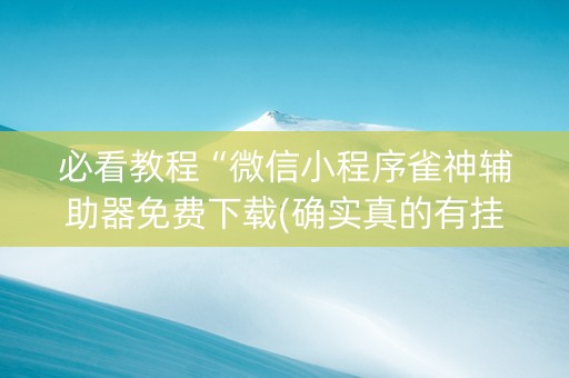 必看教程“微信小程序雀神辅助器免费下载(确实真的有挂)