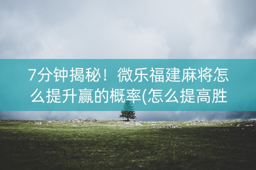 7分钟揭秘！微乐福建麻将怎么提升赢的概率(怎么提高胜率)