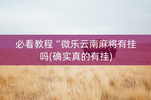 必看教程“微乐云南麻将有挂吗(确实真的有挂)