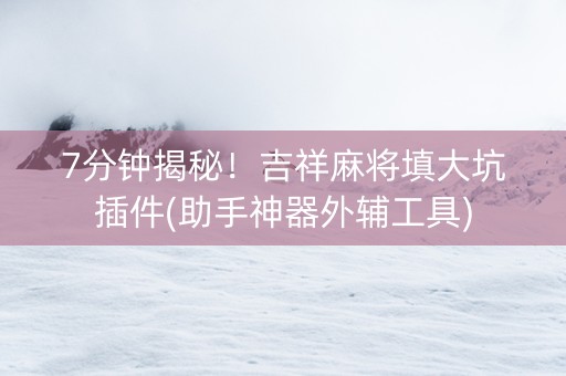 7分钟揭秘！吉祥麻将填大坑插件(助手神器外辅工具)