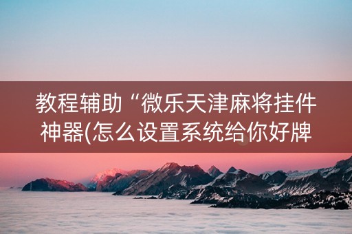 教程辅助“微乐天津麻将挂件神器(怎么设置系统给你好牌)