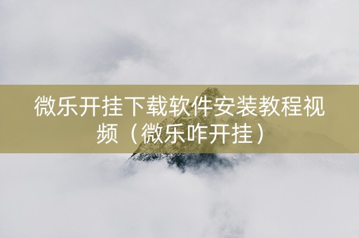 微乐开挂下载软件安装教程视频（微乐咋开挂）
