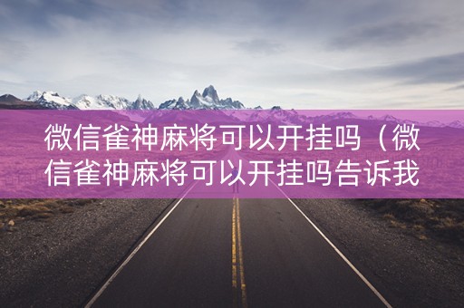 微信雀神麻将可以开挂吗（微信雀神麻将可以开挂吗告诉我）