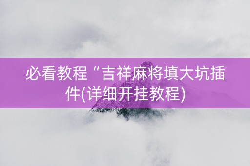 必看教程“吉祥麻将填大坑插件(详细开挂教程)