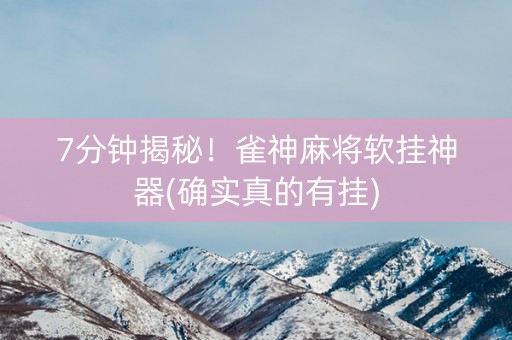 7分钟揭秘！雀神麻将软挂神器(确实真的有挂)