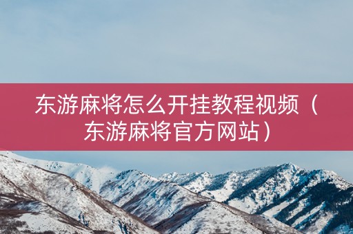 东游麻将怎么开挂教程视频（东游麻将官方网站）