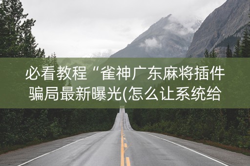 必看教程“雀神广东麻将插件骗局最新曝光(怎么让系统给发好牌)