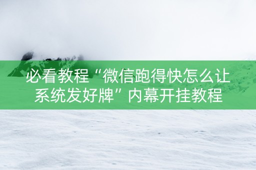 必看教程“微信跑得快怎么让系统发好牌”内幕开挂教程